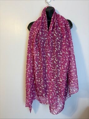 Ann Taylor LOFT Abstract Animal Print Lightweight Semi Sheer Scarf Coverup